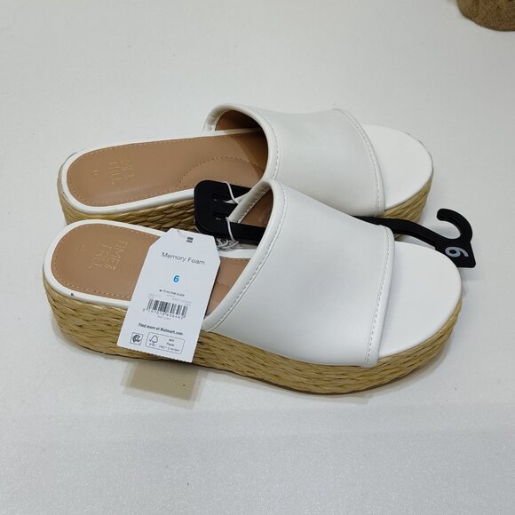 Time And Tru Raffia Platform Slide Sandals Memory Foam Fits True To Size 6 NWT - Picture 6 of 8